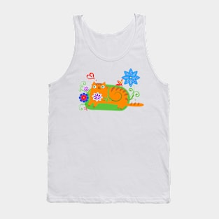 cat in flowers Tank Top